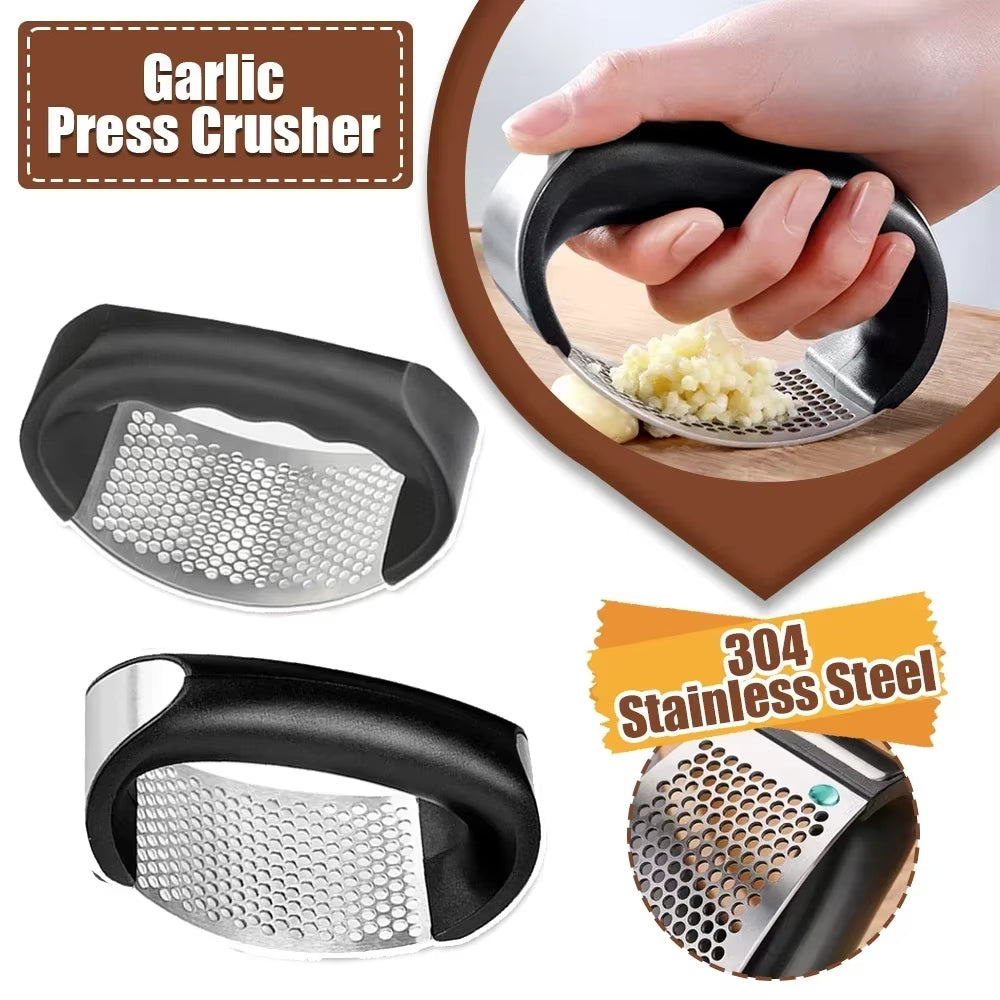 Stainless Steel Garlic Press Crusher Manual Garlic Chopper Garlic Chopping Tools Fruits and Vegetables Kitchen Gadget